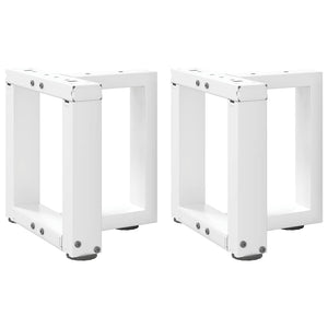 Gambe per Tavolino da Caffè a Forma di T 2 pz Bianche 30x25x(30-31) cm Acciaio