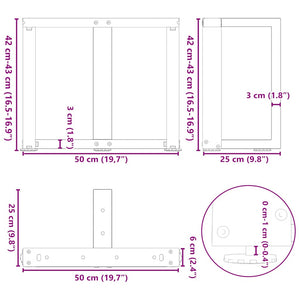 Gambe Tavolino da Caffè a T 2 pz Bianco 50x25x(42-43)cm Acciaio 4013029