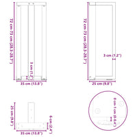 vidaXL Gambe per Tavolo Consolle a Forma di T 2 pz Nere 38x25x(72-73) cm Acciaio