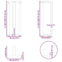 vidaXL Gambe per Tavolo Consolle a Forma di T 2 pz Nere 38x25x(72-73) cm Acciaio