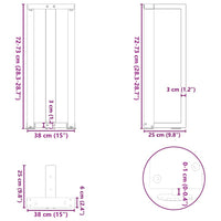 Gambe per Tavolo Consolle a Forma di T 2 pz Nere 38x25x(72-73) cm Acciaio 4013047