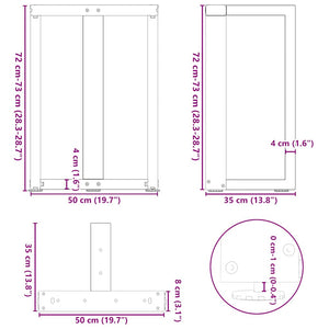 Gambe per tavolo da pranzo a forma di T 2 pz Antracite 50x35x(72-73) cm Acciaio 4013050