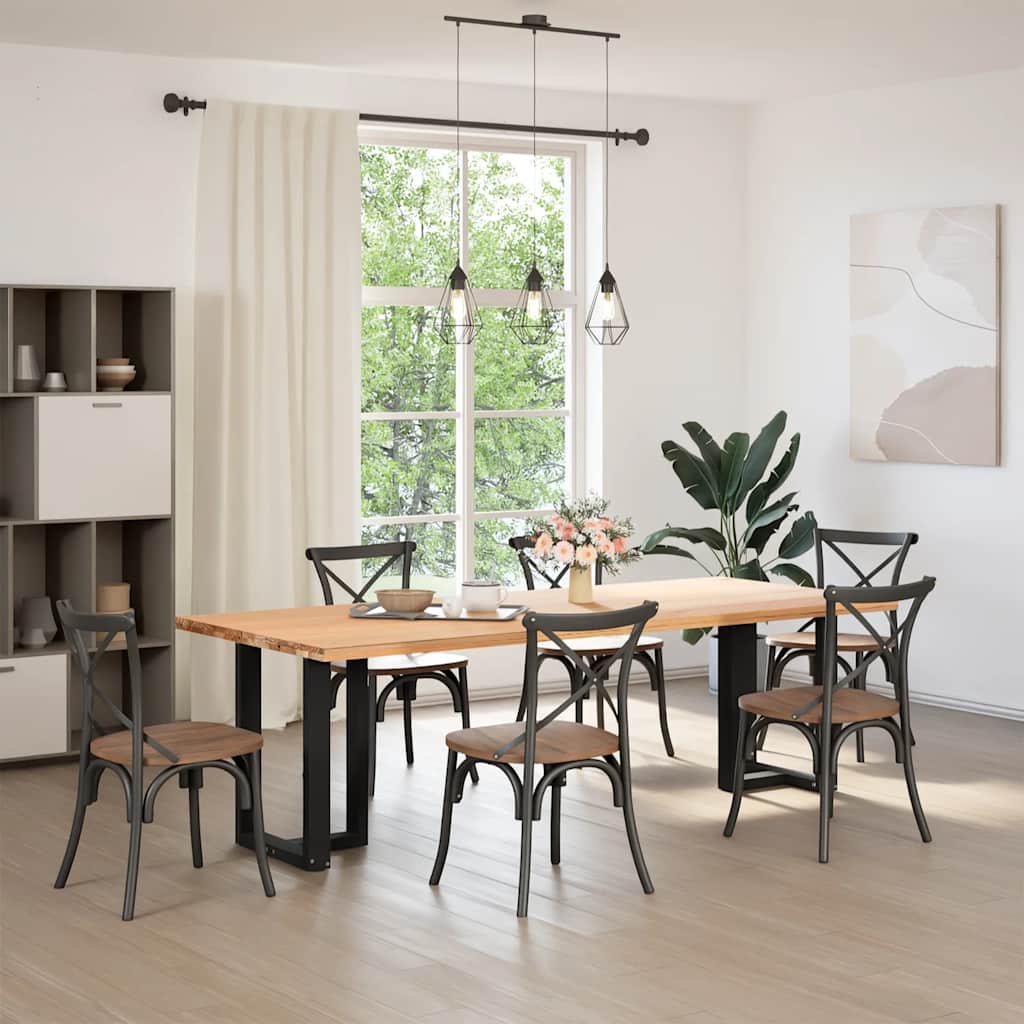 Gambe per tavolo da pranzo a forma di T 2 pz nere 60x35x(72-73) cm in acciaio 4013052