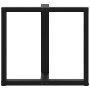 Gambe per tavolo da pranzo a forma di T 2 pz nere 70x35x(72-73) cm in acciaio