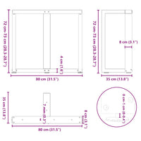 Gambe Tavolo Pranzo a T 2pz Antracite 80x35x(72-73) cm Acciaio 4013062