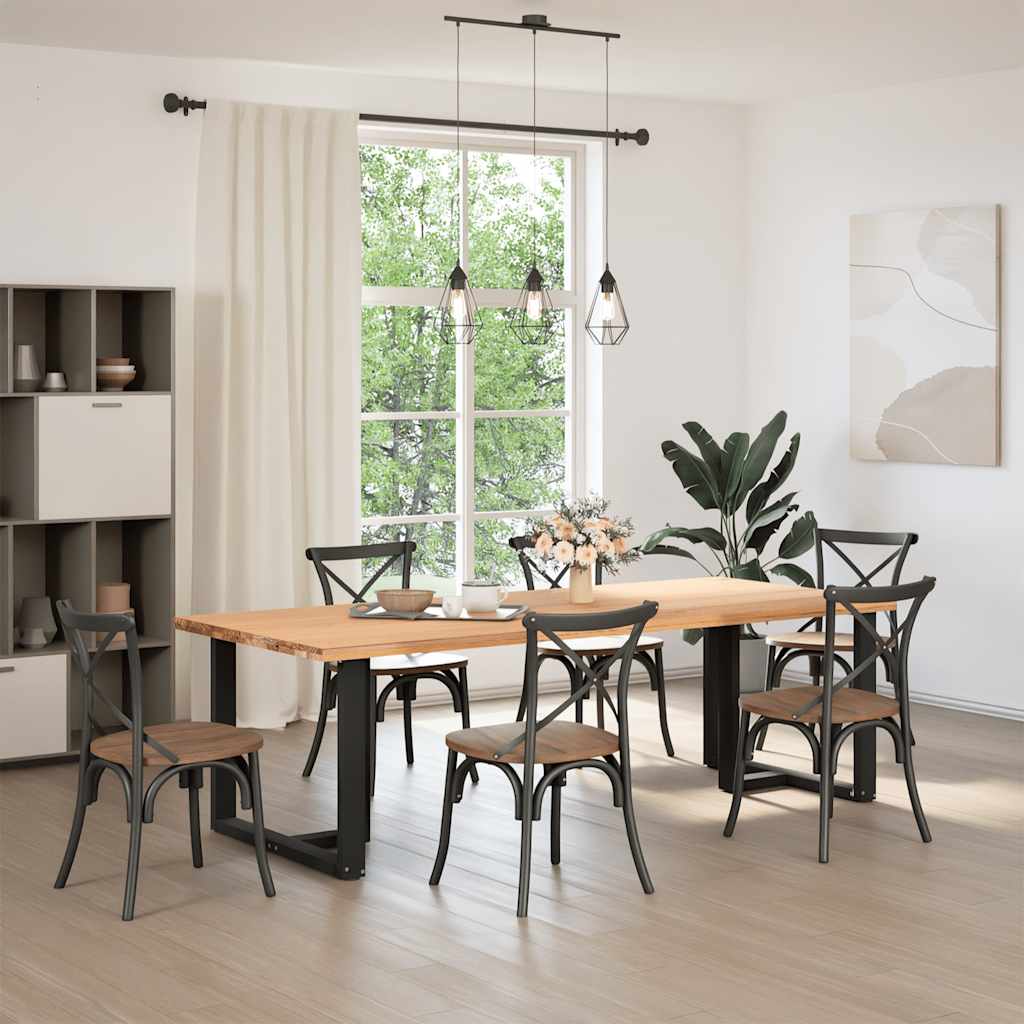 Gambe per tavolo da pranzo a forma di T 2 pz nere 90x35x(72-73) cm in acciaio 4013064