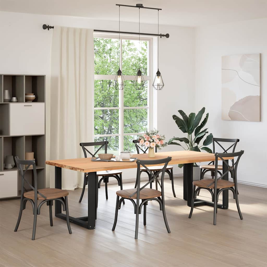 Gambe per tavolo da pranzo a forma di T 2 pz nere 100x35x(72-73) cm in acciaio 4013068