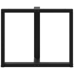 Gambe per tavolo da pranzo a forma di T 2 pz nere 100x35x(72-73) cm in acciaio