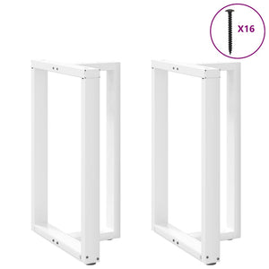 Gambe per tavolo da bar a forma di T 2 pz bianche 60x35x(90-91) cm in acciaio