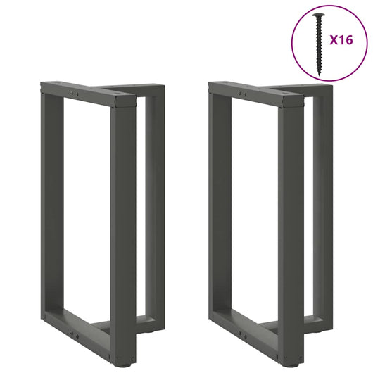 Set di 2 gambe per tavolo da bar a forma di T nere 60 x 35 x 90 cm con piedini regolabili design moderno in acciaio antracite 02_0057347
