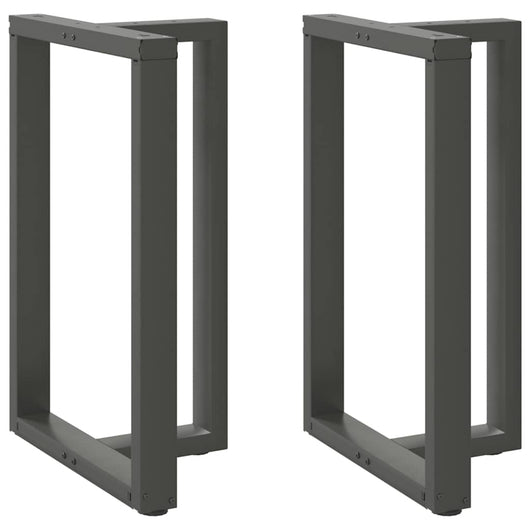 Set di 2 gambe per tavolo da bar a forma di T nere 60 x 35 x 90 cm con piedini regolabili design moderno in acciaio antracite 02_0057347
