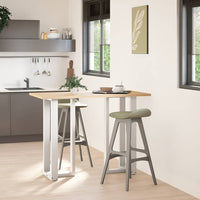 Gambe per tavolo da bar a forma di T 2 pz bianche 50x35x(100-101) cm in acciaio