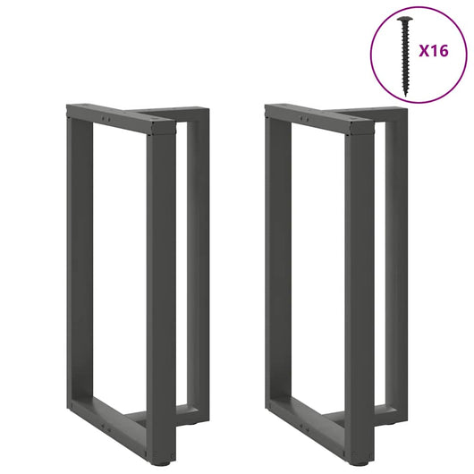 Set di 2 gambe per tavolo da bar a forma di T dal design moderno 60 x 35 x 100 cm con piedini regolabili in acciaio antracite 02_0057356