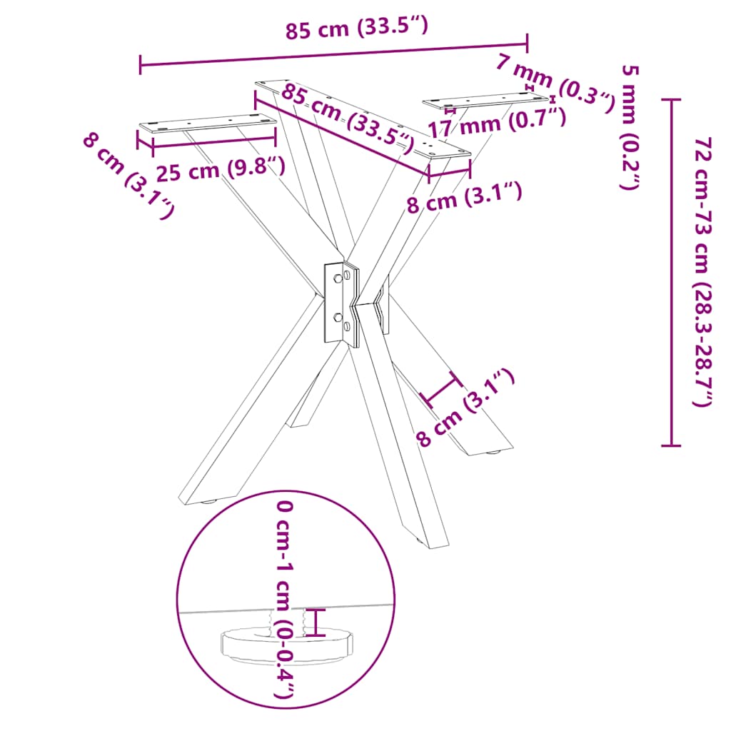 vidaXL Gamba per Tavolo da Pranzo a Forma di Ragno Bianca 85x85x(72-73) cm in Acciaio
