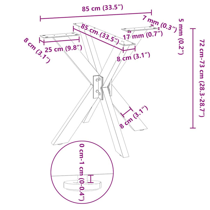 Gamba per Tavolo da Pranzo a Forma di Ragno Nero 85x85x(72-73) cm Acciaio 4013123