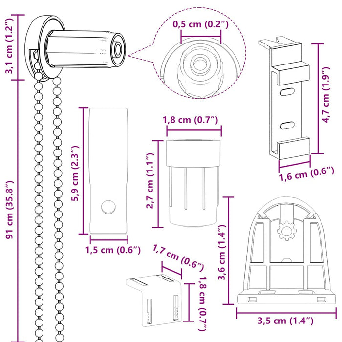 Raccordi per Tende a Rullo 19 pz 18 mm 4012152