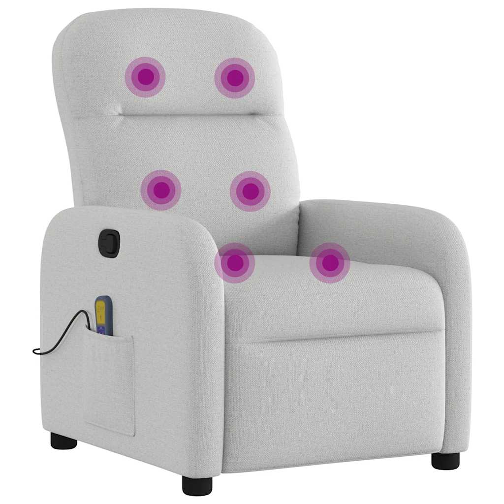 vidaXL Poltrona Massaggiante Reclinabile Grigio Nuvola in Tessuto