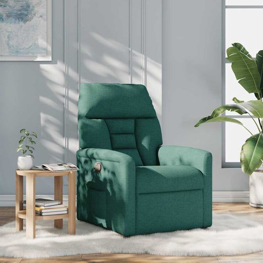 vidaXL Poltrona Reclinabile in Tessuto Verde Scuro