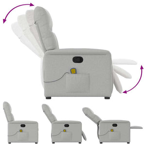 vidaXL Poltrona Massaggiante Reclinabile Grigio Nuvola in Tessuto