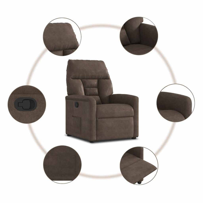 vidaXL Poltrona Reclinabile Marrone in Tessuto di Microfibra