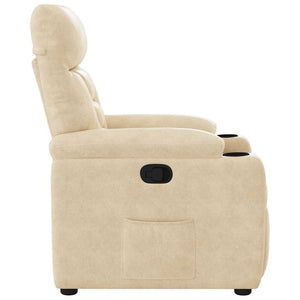 Poltrona Reclinabile Crema in Tessuto di Microfibra
