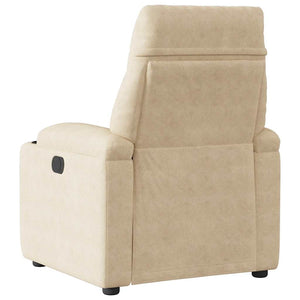 Poltrona Reclinabile Crema in Tessuto di Microfibra