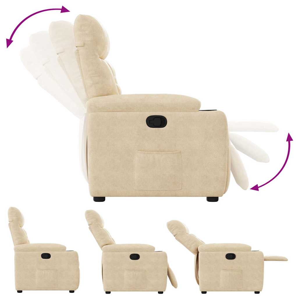 Poltrona Reclinabile Crema in Tessuto di Microfibra