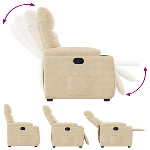 Poltrona Reclinabile Crema in Tessuto di Microfibra
