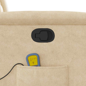 vidaXL Poltrona Reclinabile Massaggiante Crema Tessuto di Microfibra