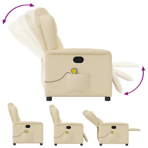 Poltrona Massaggiante Reclinabile Crema in Tessuto 4015594