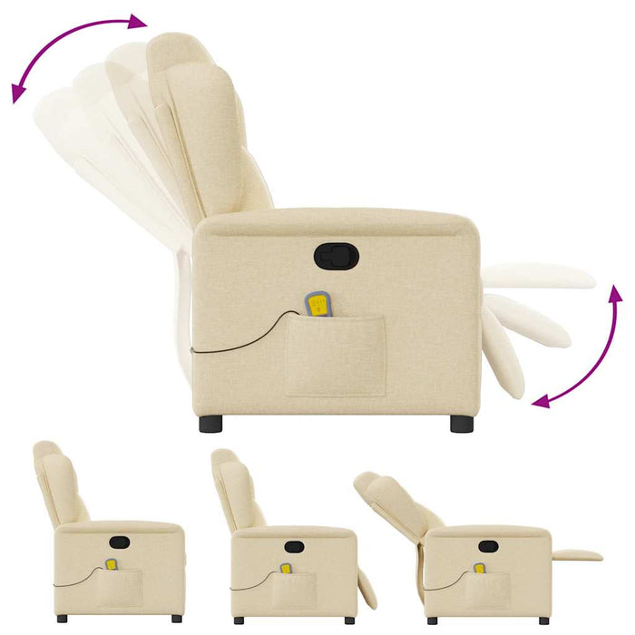 Poltrona Massaggiante Reclinabile Crema in Tessuto 4015594