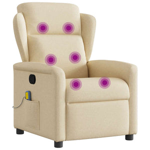 Poltrona Massaggiante Reclinabile Crema in Tessuto 4015594