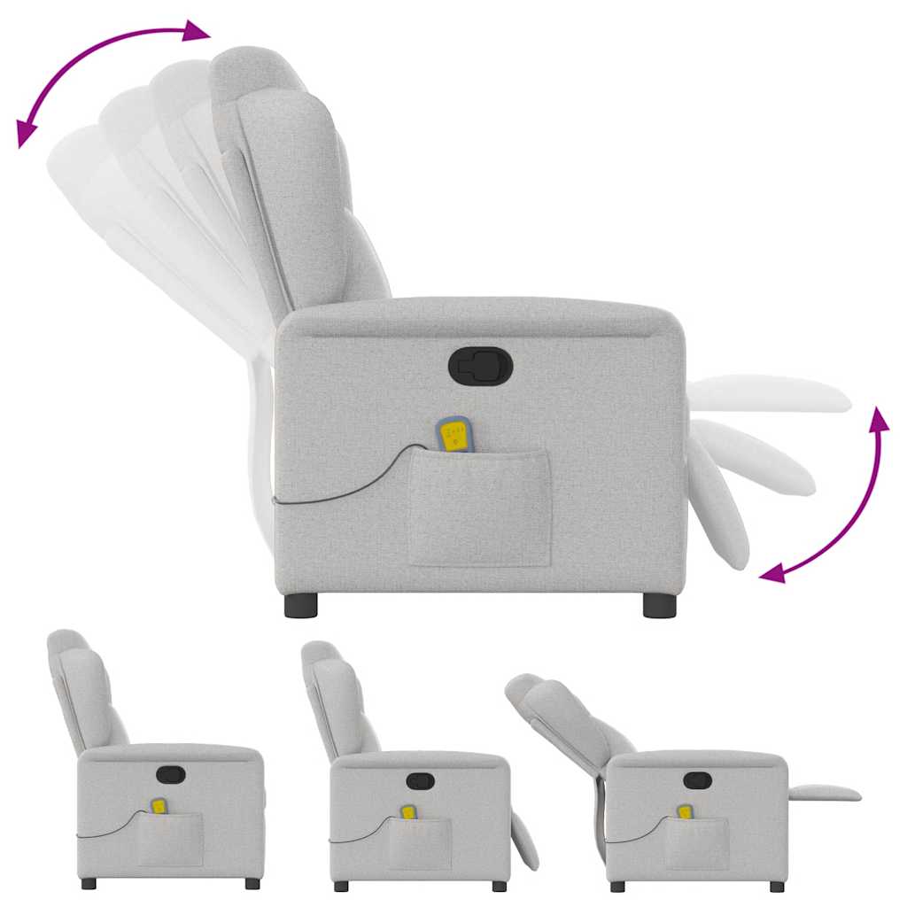 vidaXL Poltrona Massaggiante Reclinabile Grigio Nuvola in Tessuto