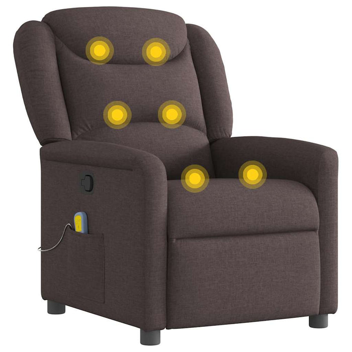 Poltrona Massaggiante Reclinabile Marrone Scuro in Tessuto 4015611
