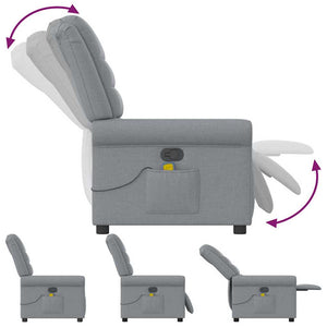 vidaXL Poltrona Massaggiante Reclinabile Grigio Chiaro in Tessuto