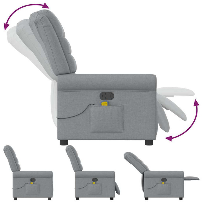 Poltrona Massaggiante Reclinabile Grigio Chiaro in Tessuto 4015646