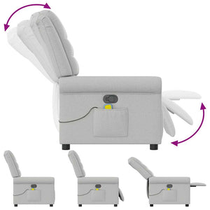 vidaXL Poltrona Massaggiante Reclinabile Grigio Nuvola in Tessuto