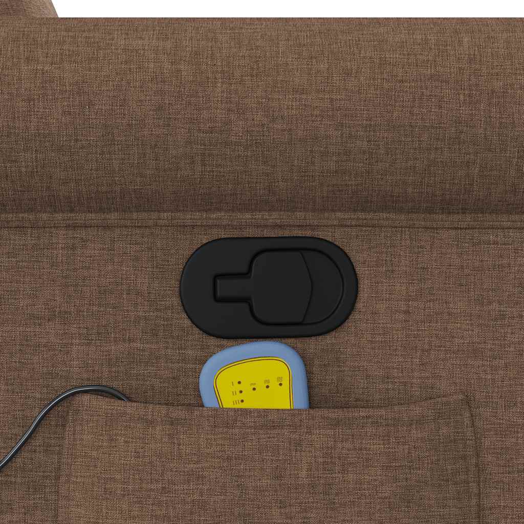 vidaXL Poltrona Massaggiante Reclinabile Marrone in Tessuto