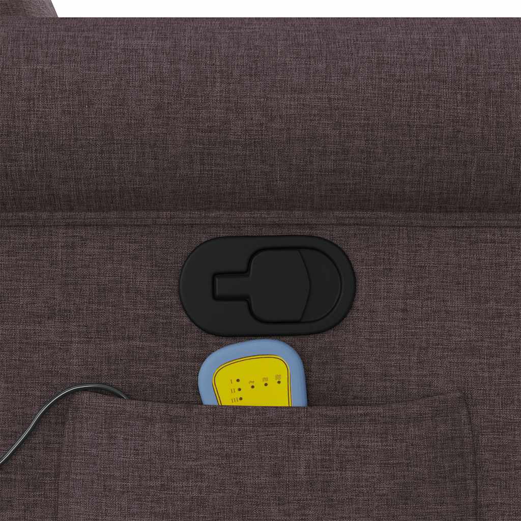 vidaXL Poltrona Massaggiante Reclinabile Marrone Scuro in Tessuto