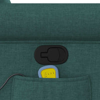 vidaXL Poltrona Massaggiante Reclinabile Verde Scuro in Tessuto