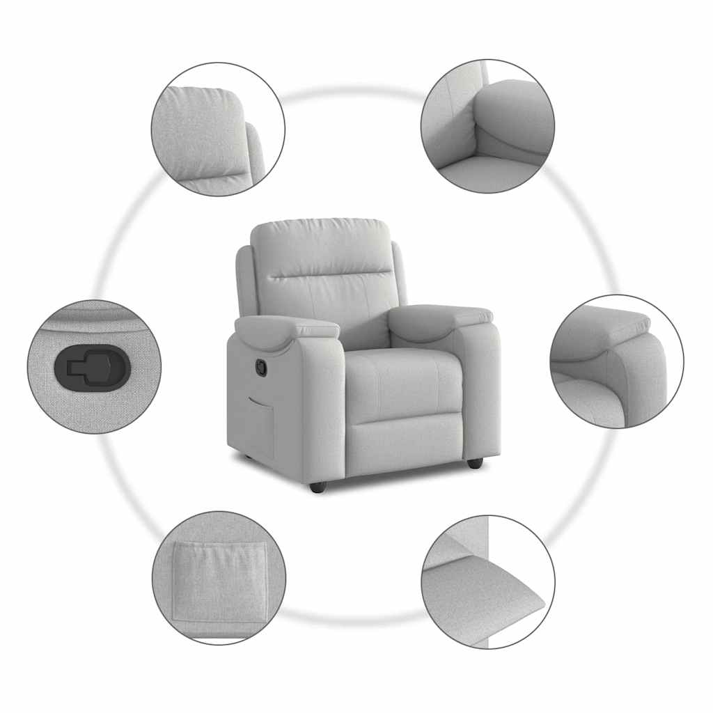 Poltrona Reclinabile in Tessuto Grigio Nuvola