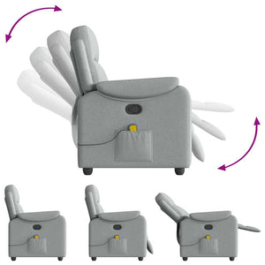 Poltrona Massaggiante Reclinabile Grigio Chiaro in Tessuto 4015690