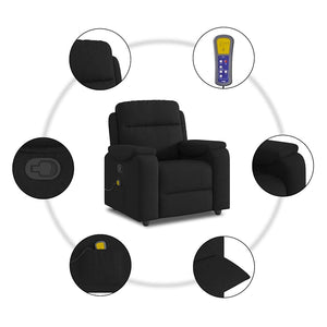 vidaXL Poltrona Massaggiante Reclinabile Nera in Tessuto