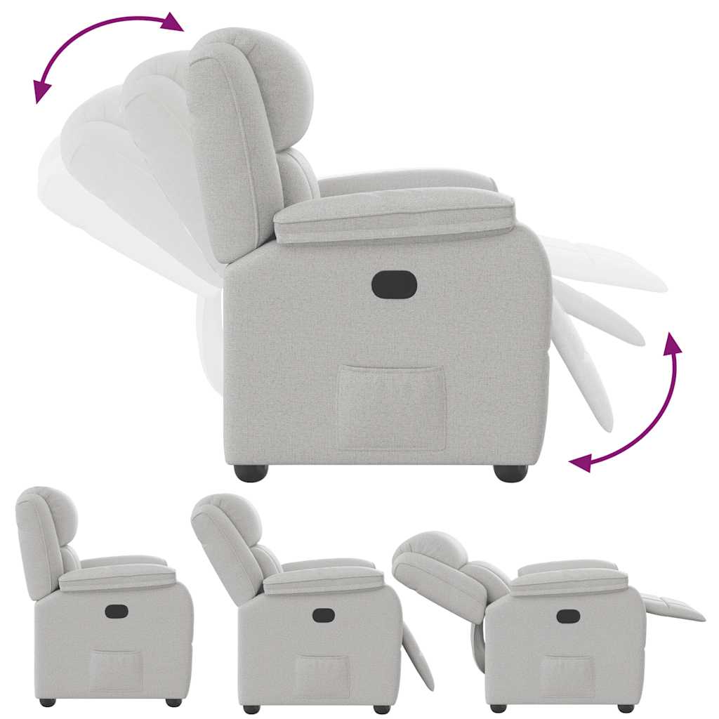 vidaXL Poltrona Reclinabile in Tessuto Grigio Nuvola