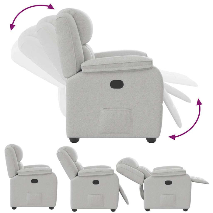vidaXL Poltrona Reclinabile in Tessuto Grigio Nuvola