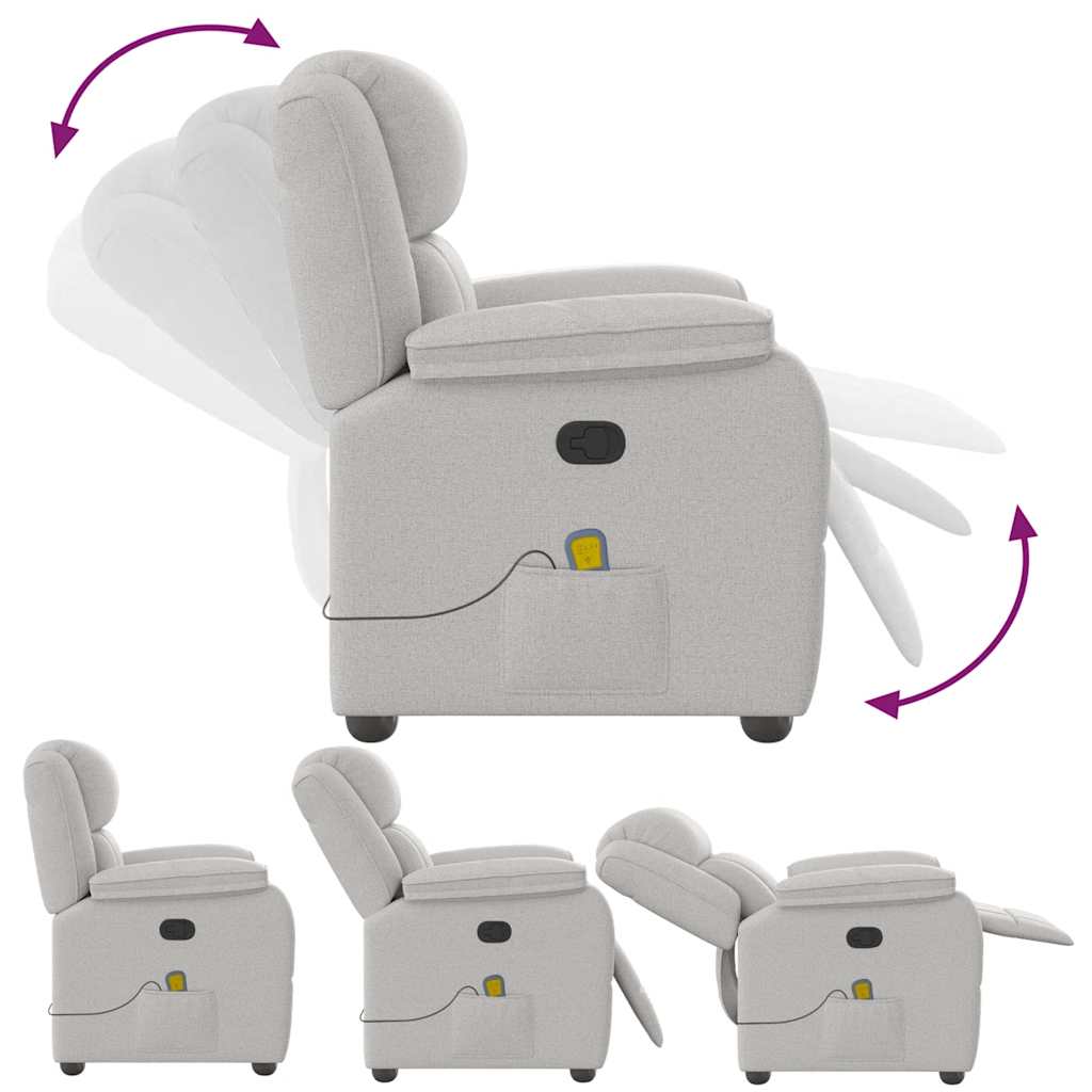 Poltrona Massaggiante Reclinabile Grigio Nuvola in Tessuto