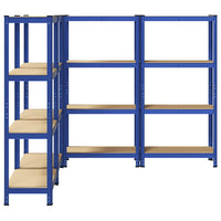 Mensole Portaoggetti 4 Strati 4pz Blu Acciaio Legno Multistrato 3307581