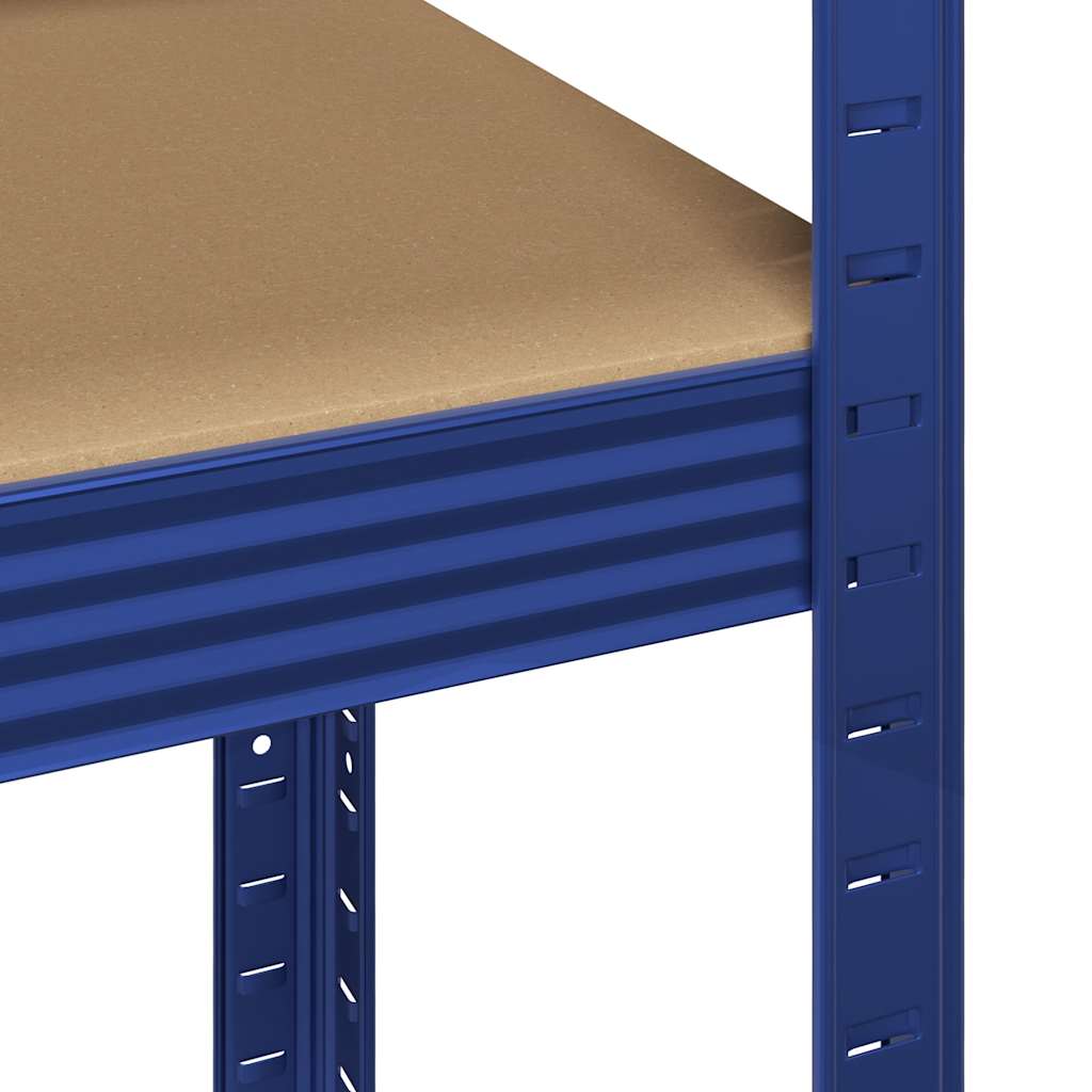 Mensole Portaoggetti 4 Strati 4pz Blu Acciaio Legno Multistrato 3307581