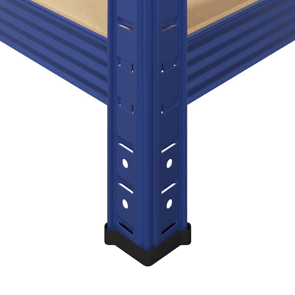 Mensole Portaoggetti 4 Strati 4pz Blu Acciaio Legno Multistrato 3307581