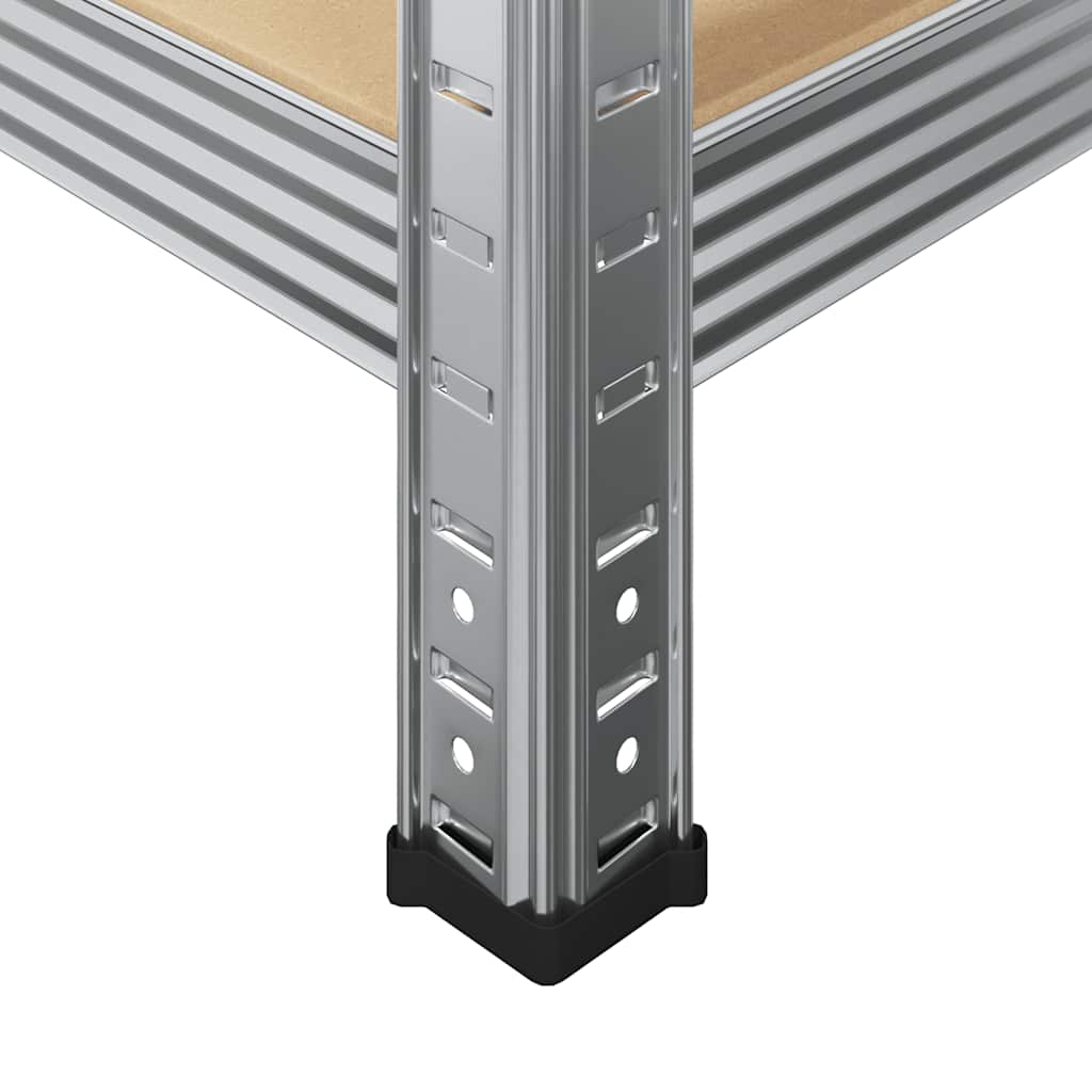 vidaXL Mensole Portaoggetti 5 Strati 3 pz Argento in Acciaio e Legno